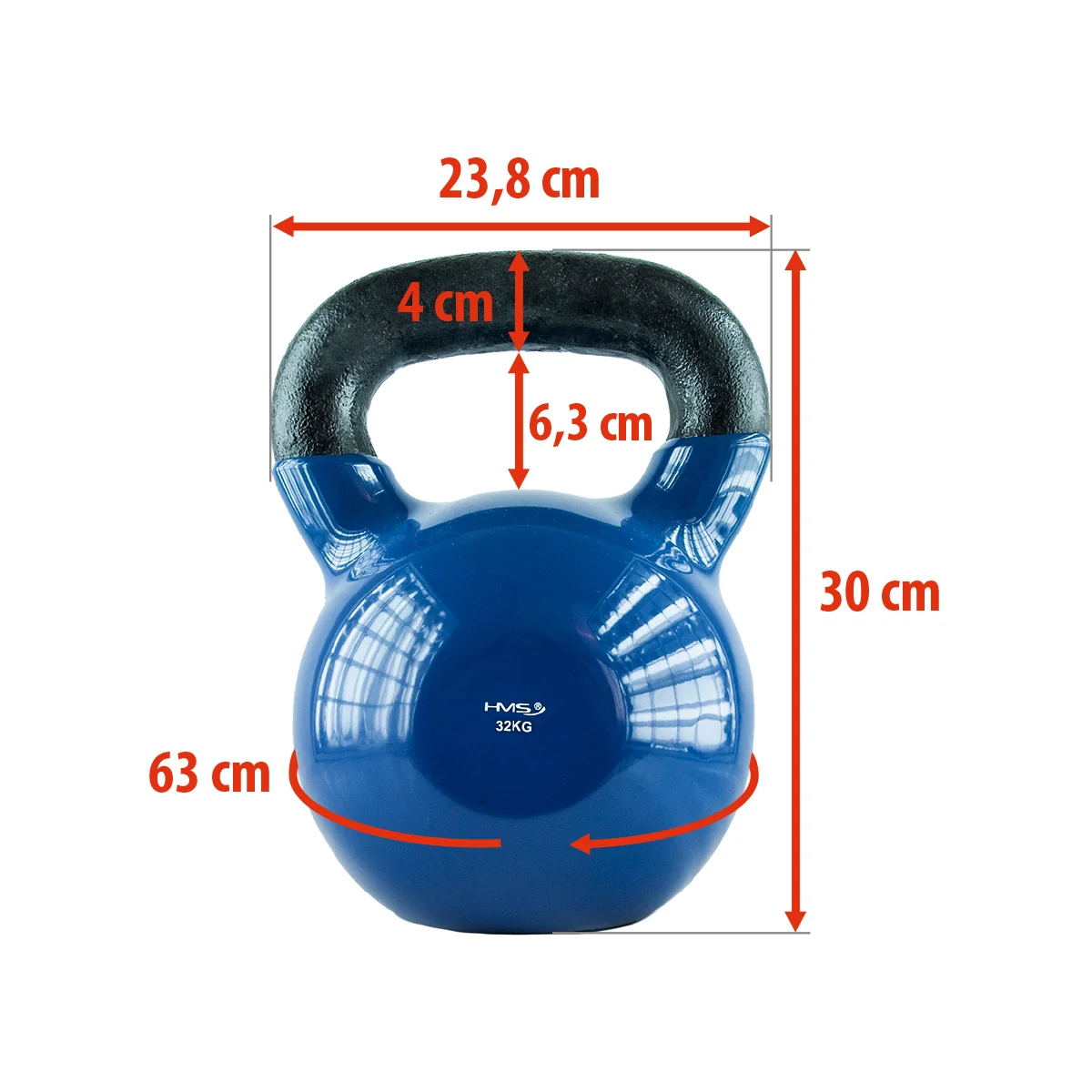 HMS Kettlebell pokrytý vinylem KN modrý - 32kg
