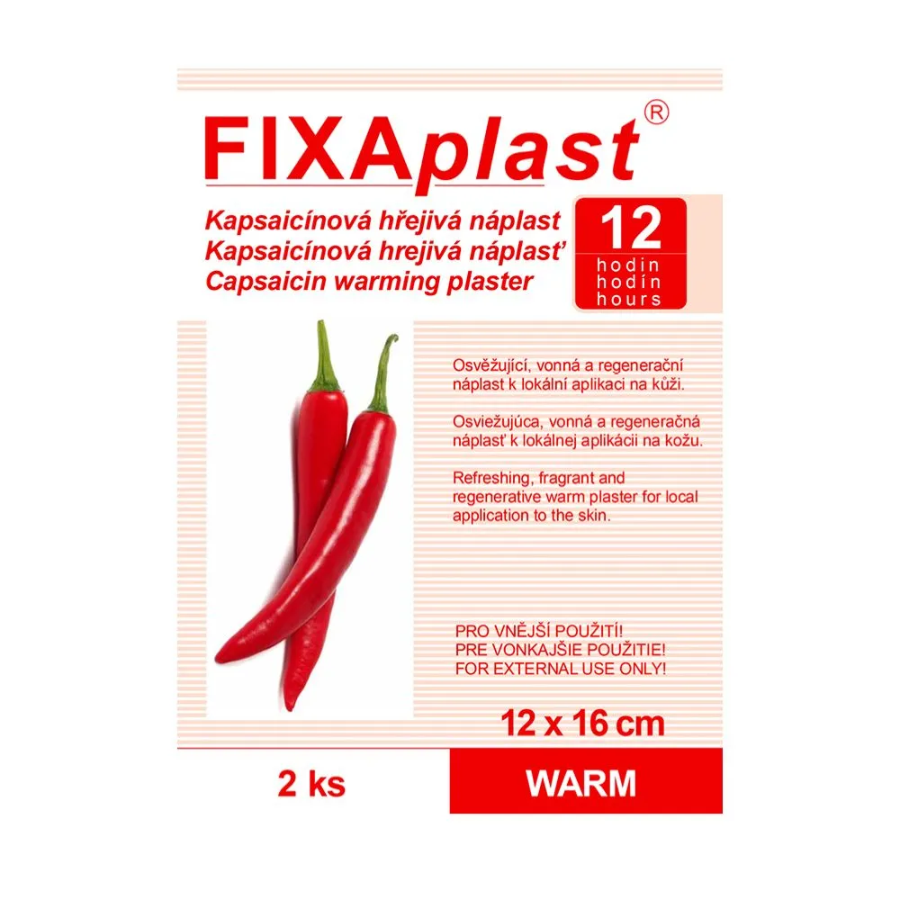 Fixaplast Warm Kapsaicínová hřejivá náplast 12x16 cm 2 ks