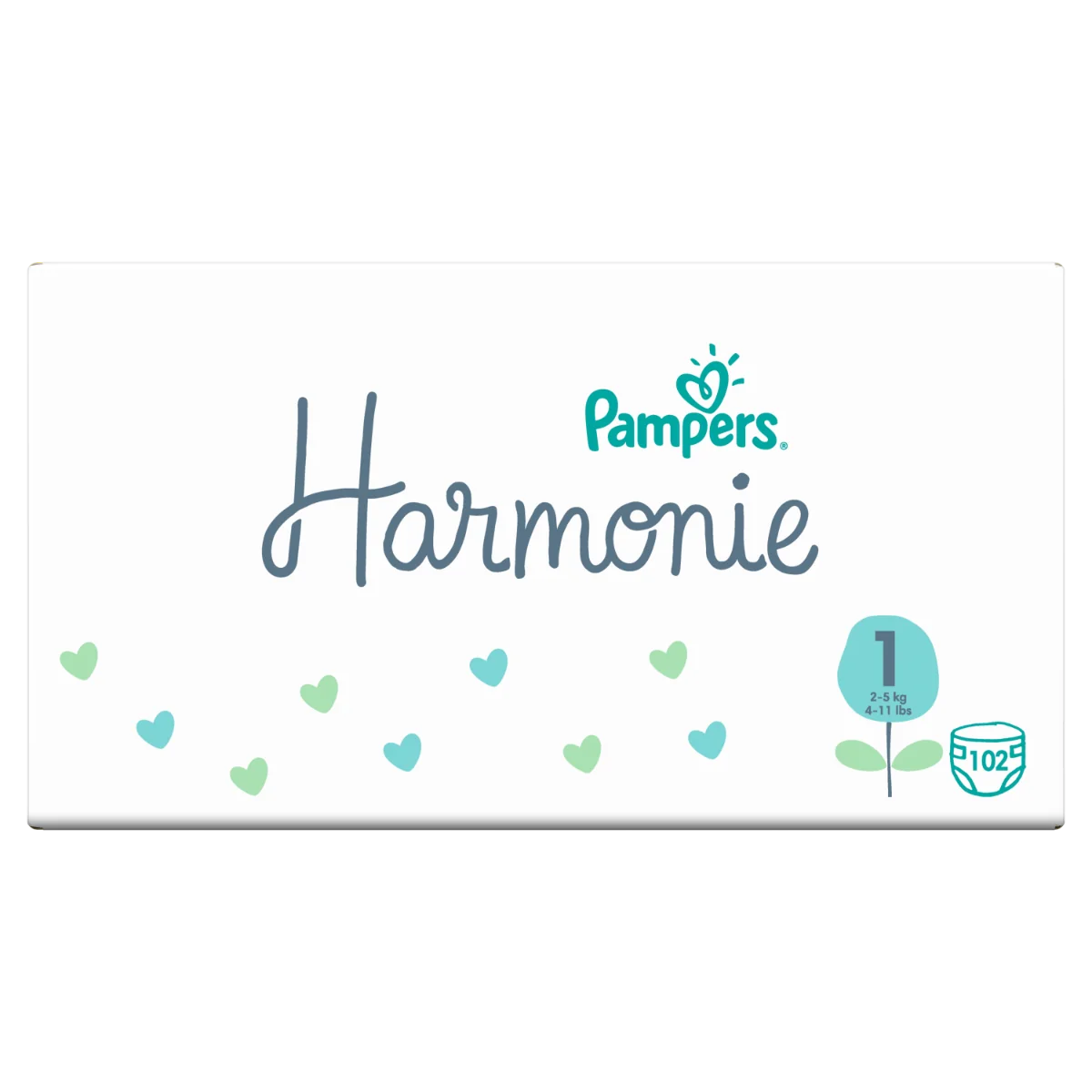 Pampers Harmonie vel. 1 2–5 kg dětské pleny 102 ks