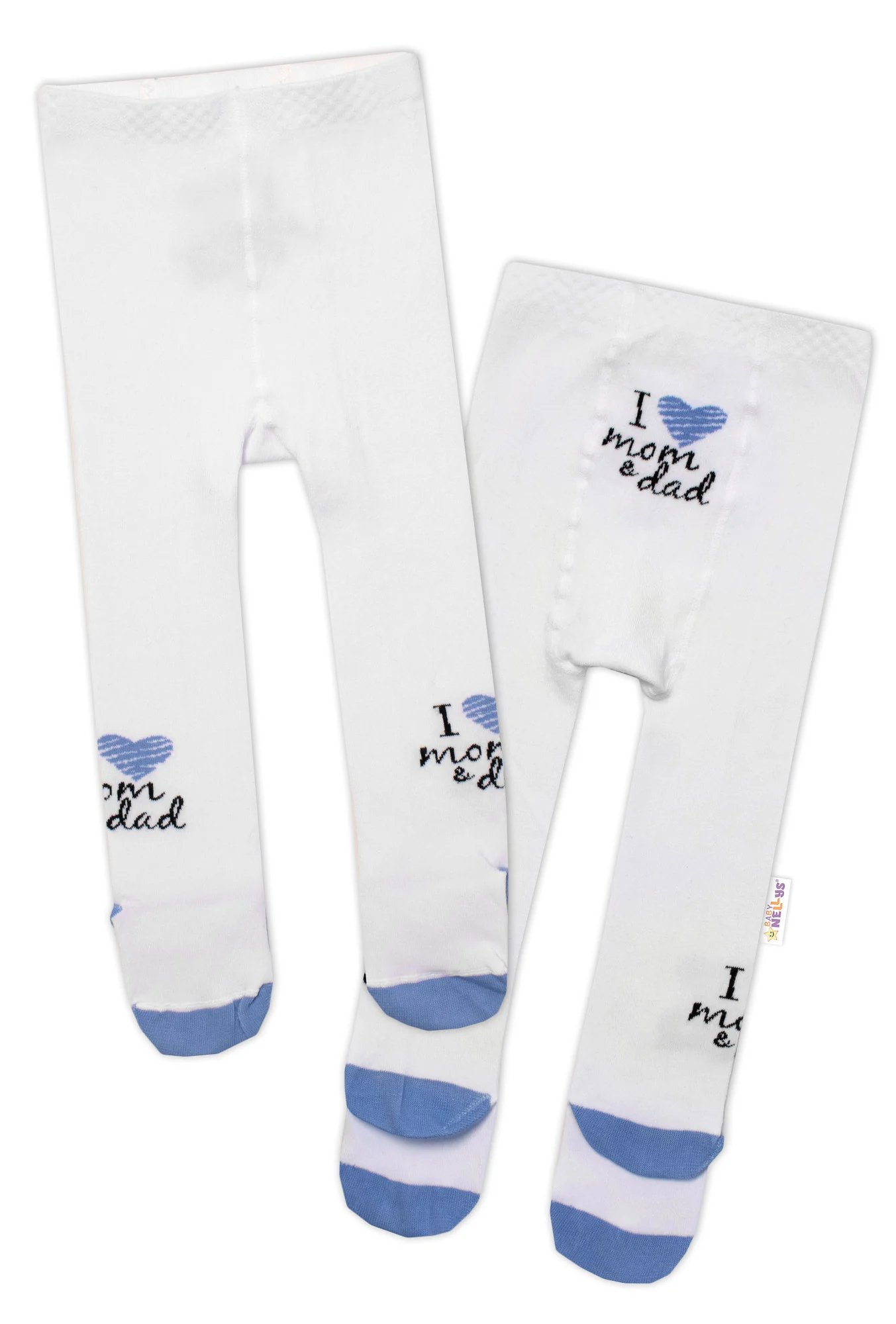 Baby Nellys Bavlněné punčocháče I love mom & dad - modré vel. 80/86