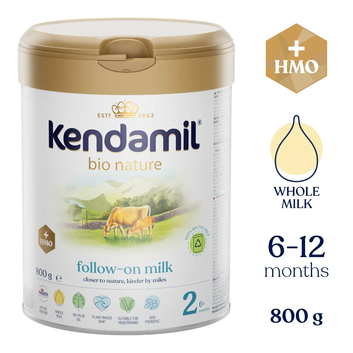 Kendamil 2 BIO Nature Kojenecké pokračovací mléko HMO+ 800 g