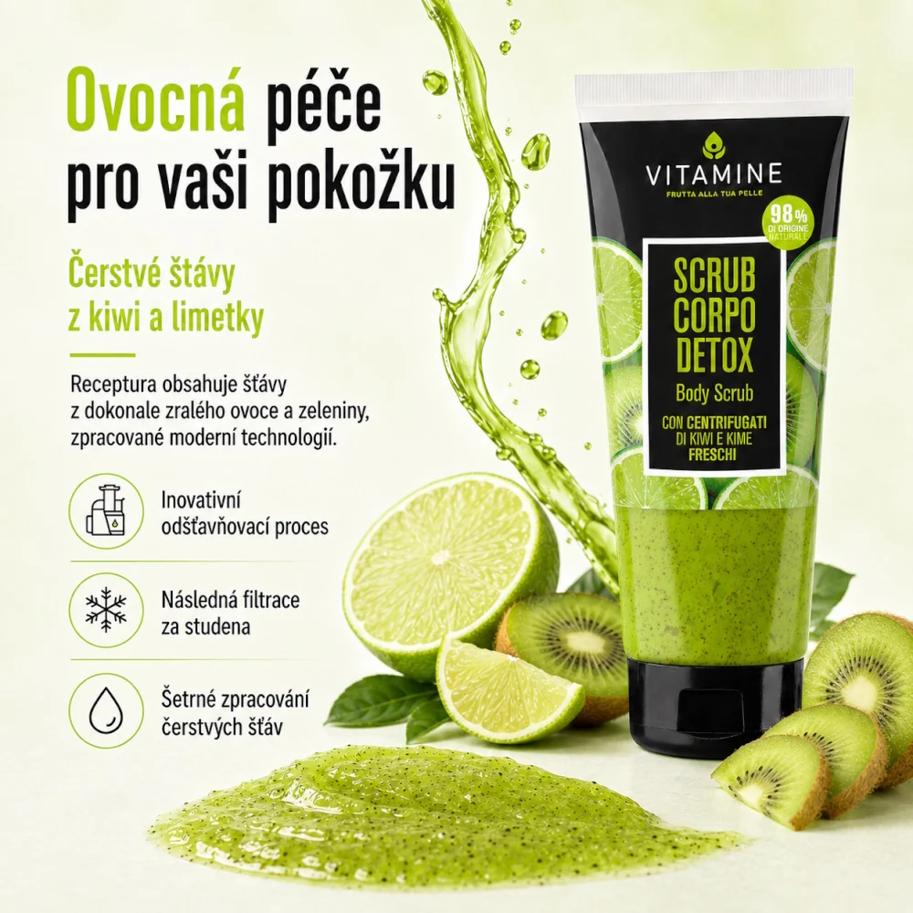 Vitamine Detox Kiwi a limetka tělový peeling 200 ml