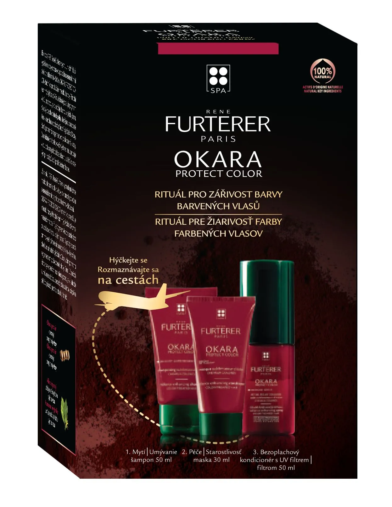 Rene Furterer Rituál pro zářivost barvy barvených vlasů šampon 50 ml + maska 30 ml + bezoplachový kondicionér 50 ml