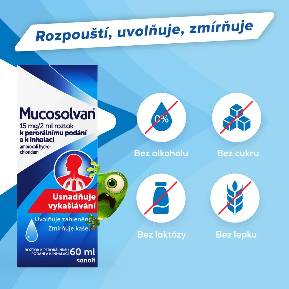 Mucosolvan 15 mg/2 ml roztok 60 ml