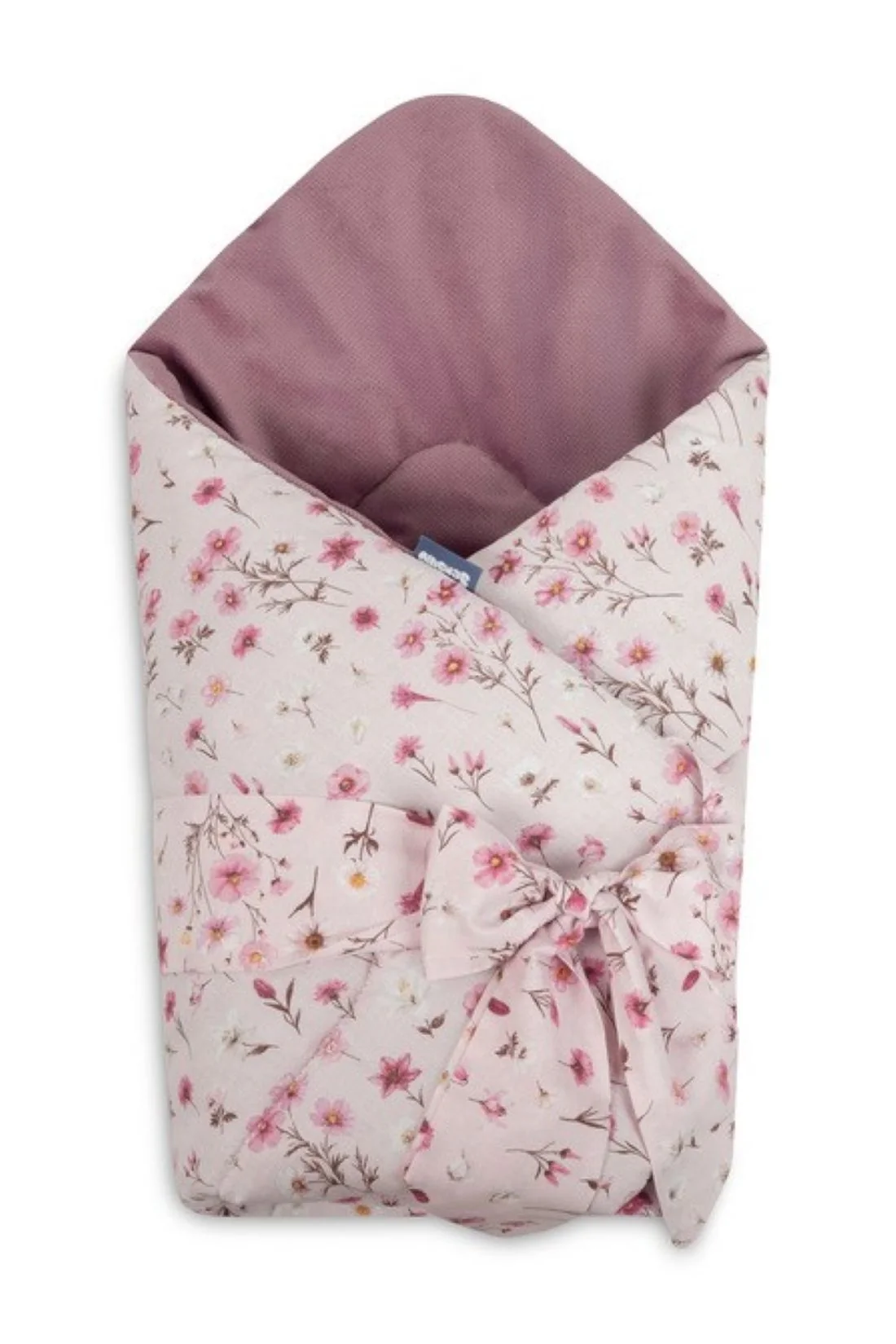 SENSILLO Zavinovačka oboustranná bavlna / velvet – květinky, růžová