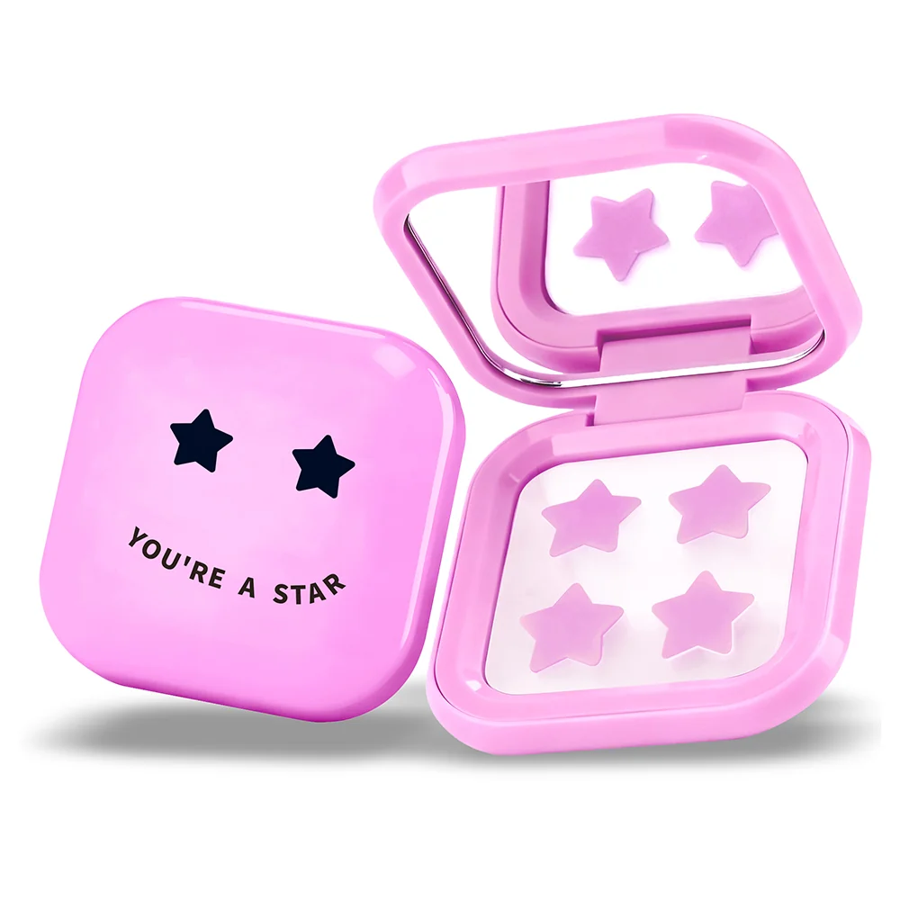 BIOVÉNE Pimple Patches hvězdičkové náplasti v pouzdře se zrcátkem 32 ks růžové