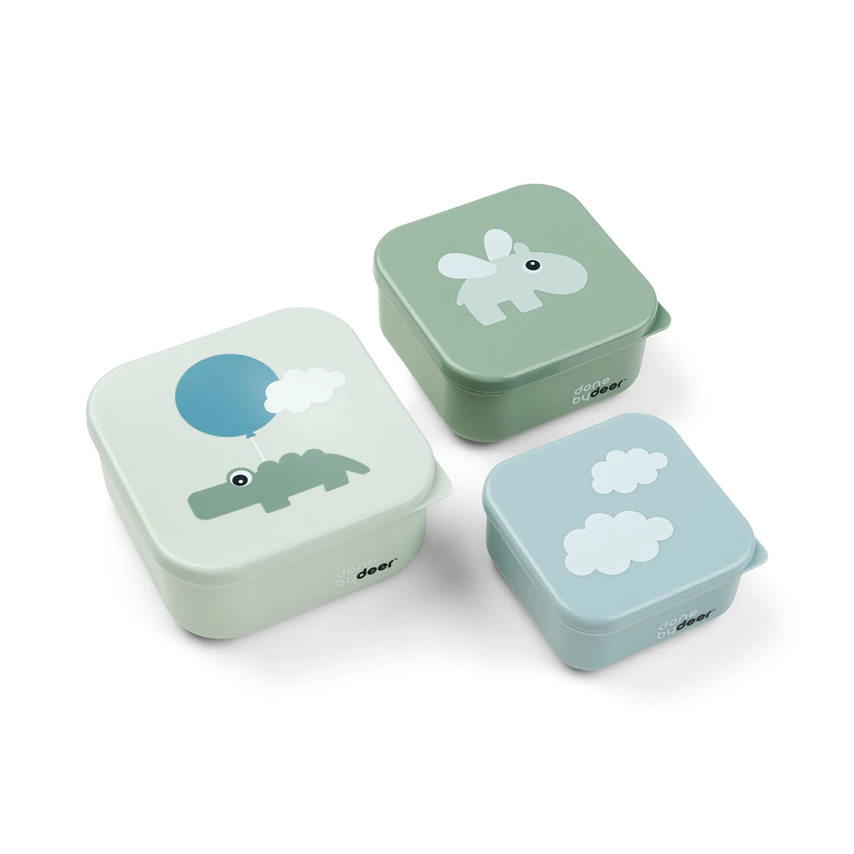 Done by Deer sada svačinových boxů Happy clouds, zelená - 3 ks