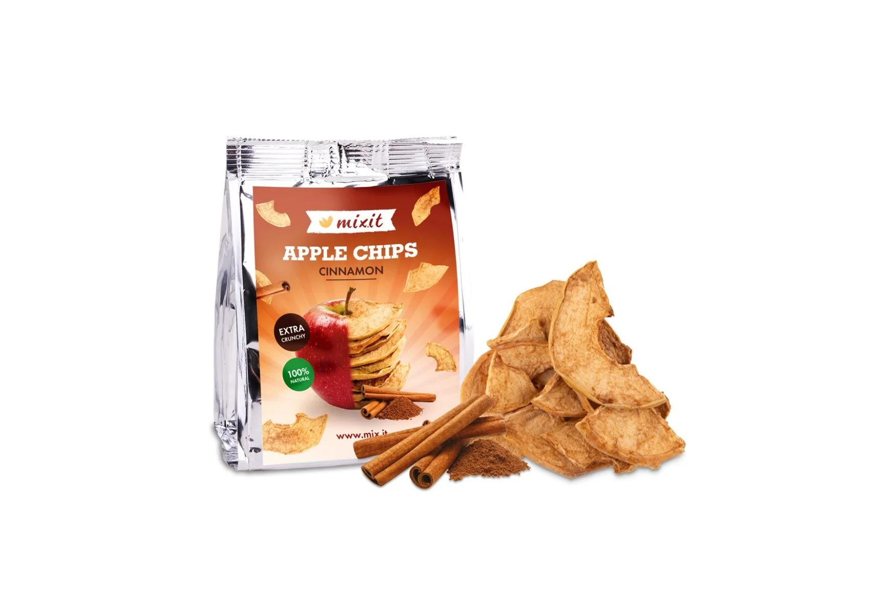Mixit Jablečné chipsy do kapsy Skořice 25 g