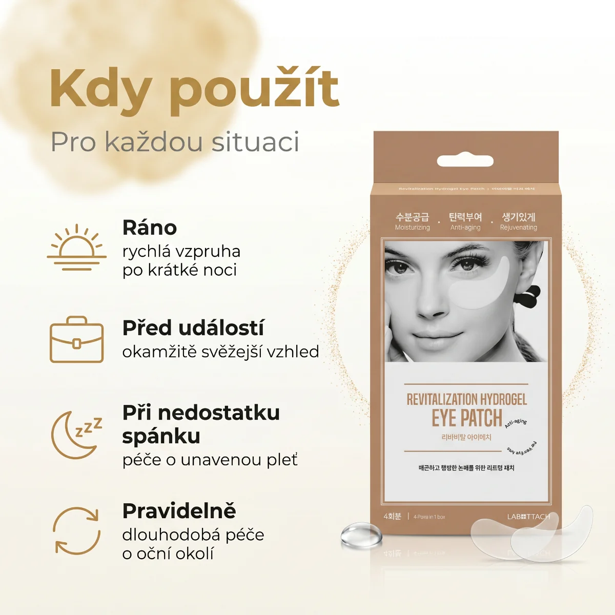Wooshin Labottach Hydrogelové revitalizující polštářky pod oči 4 páry