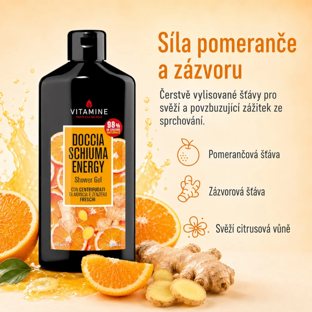 Vitamine Energy Pomeranč a zázvor sprchový gel 400 ml