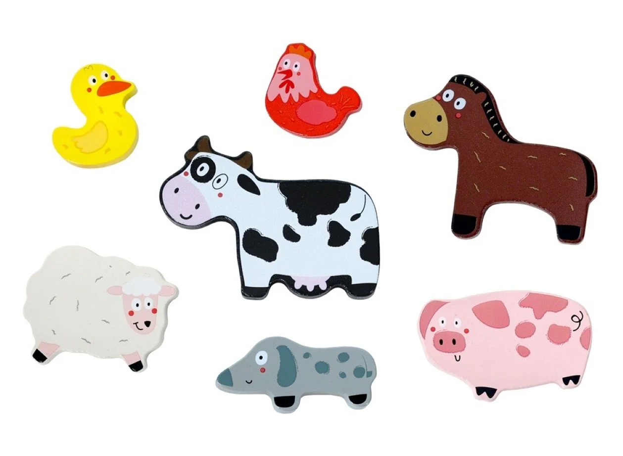 2Kids Toys Dřevěné puzzle Veselá farma propojitelné, 7 dílů