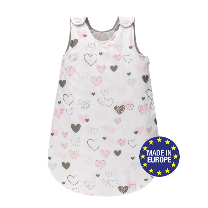 Bomimi Spací pytel 75cm / 3-12m, SRDÍČKA šedá 
