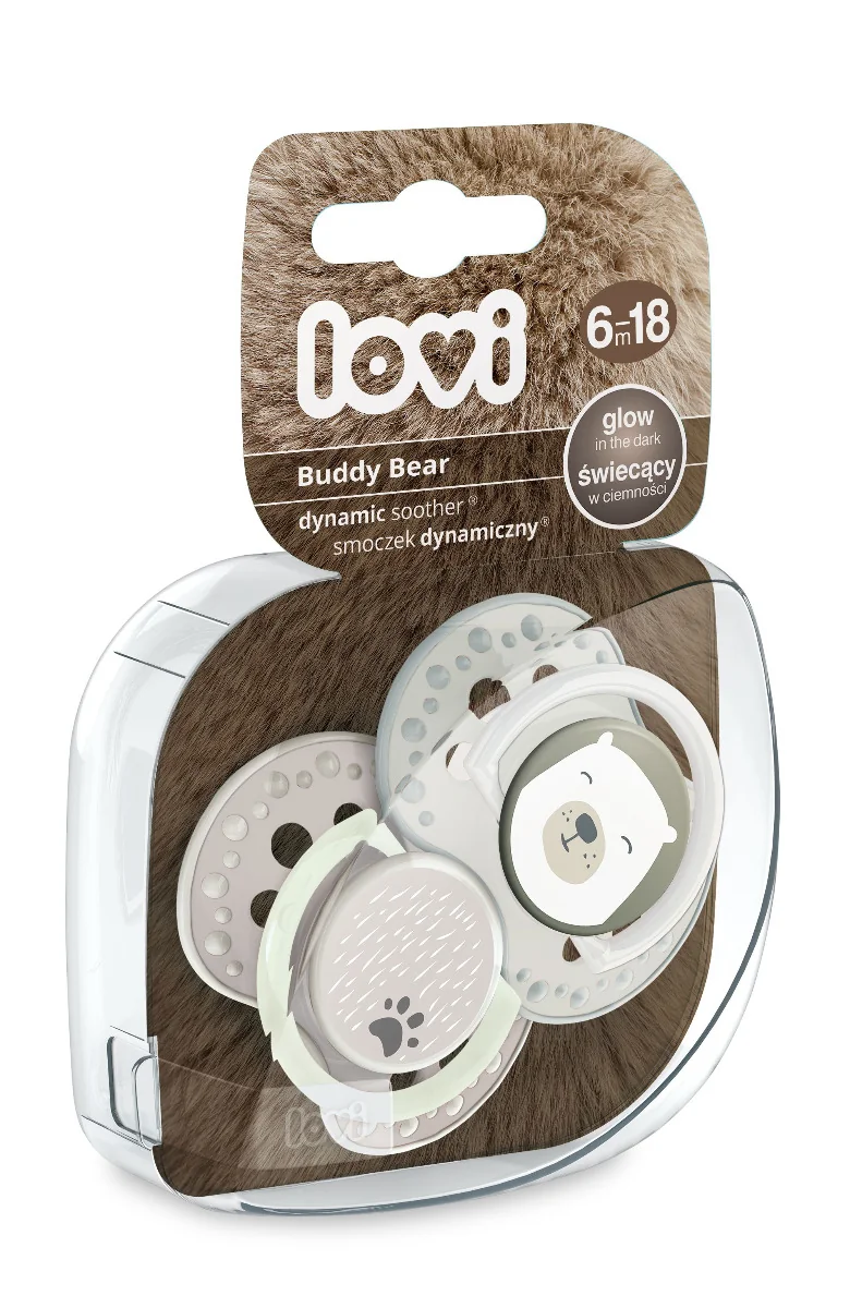 LOVI Buddy Bear Dudlík silikonový dynamický 6-18m 2 ks