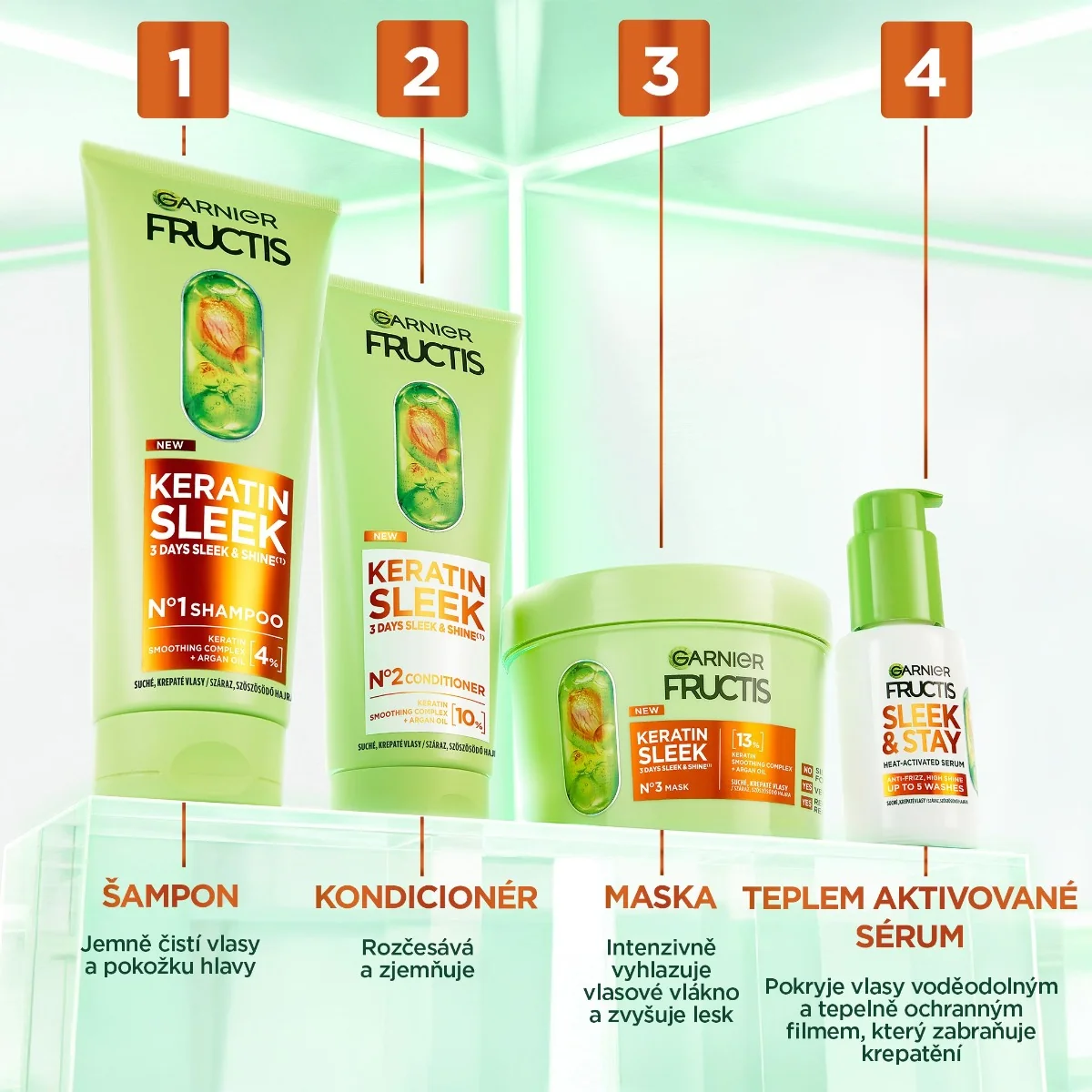 Garnier Fructis Sleek & Stay sérum na suché a krepaté vlasy 50 ml