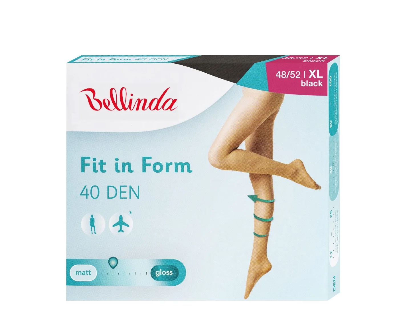 Bellinda Fit in Form 40 DEN vel.XL punčochové kalhoty černé