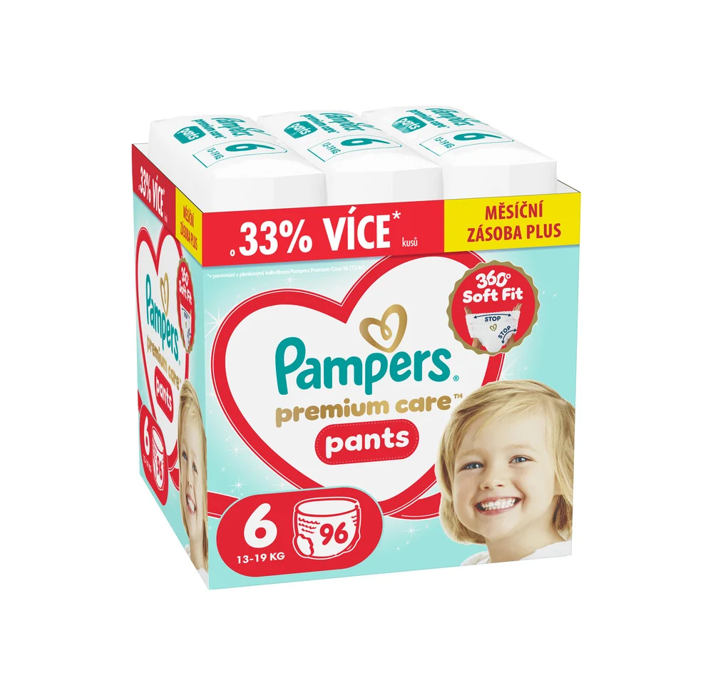 Pampers Premium Care Pants vel. 6 13–19 kg plenkové kalhotky 96 ks