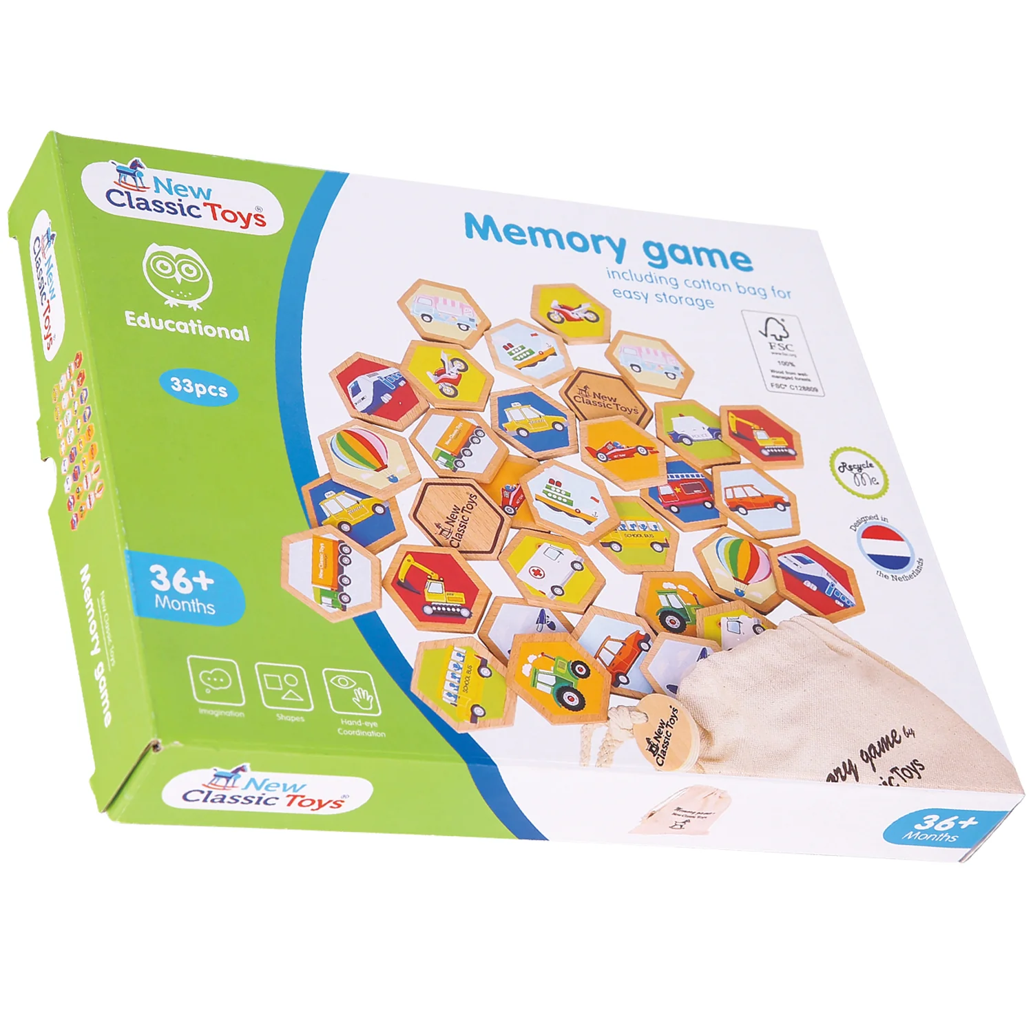 New Classic Toys Dřevěné pexeso - dopravní prostředky