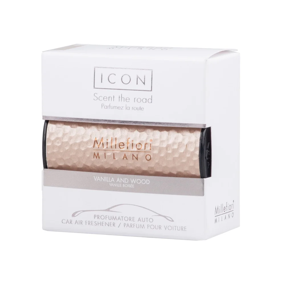 Millefiori Icon Metal Shades Vanilla & Wood vůně do auta 47 g zlatá