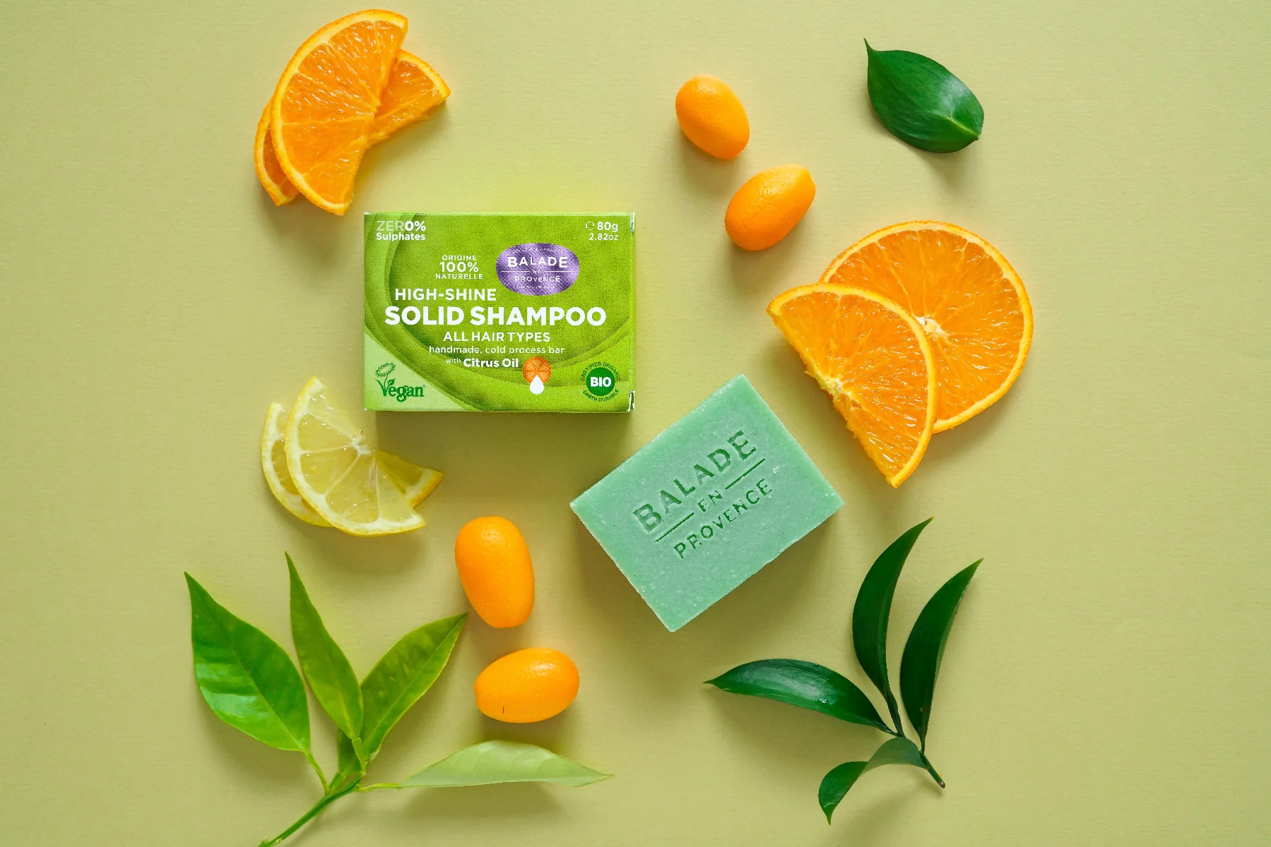 Balade en Provence Pečující tuhý šampon pro vysoký lesk BIO Citrus 80 g