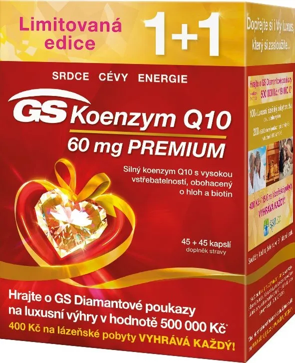 GS Koenzym Q10 60 mg Premium 45 + 45 kapslí dárek 2017