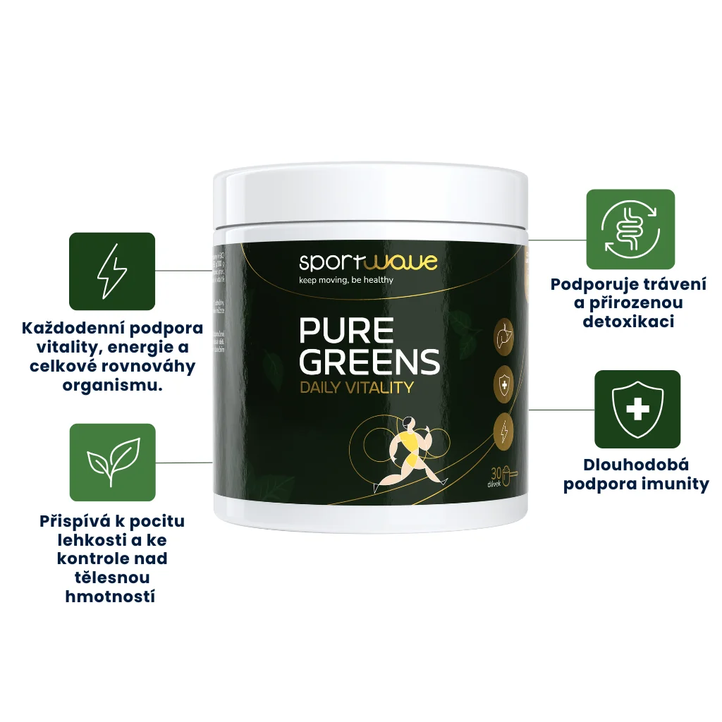 Sport Wave Pure Greens Daily Vitality + zdarma 400ml šejkr SW041