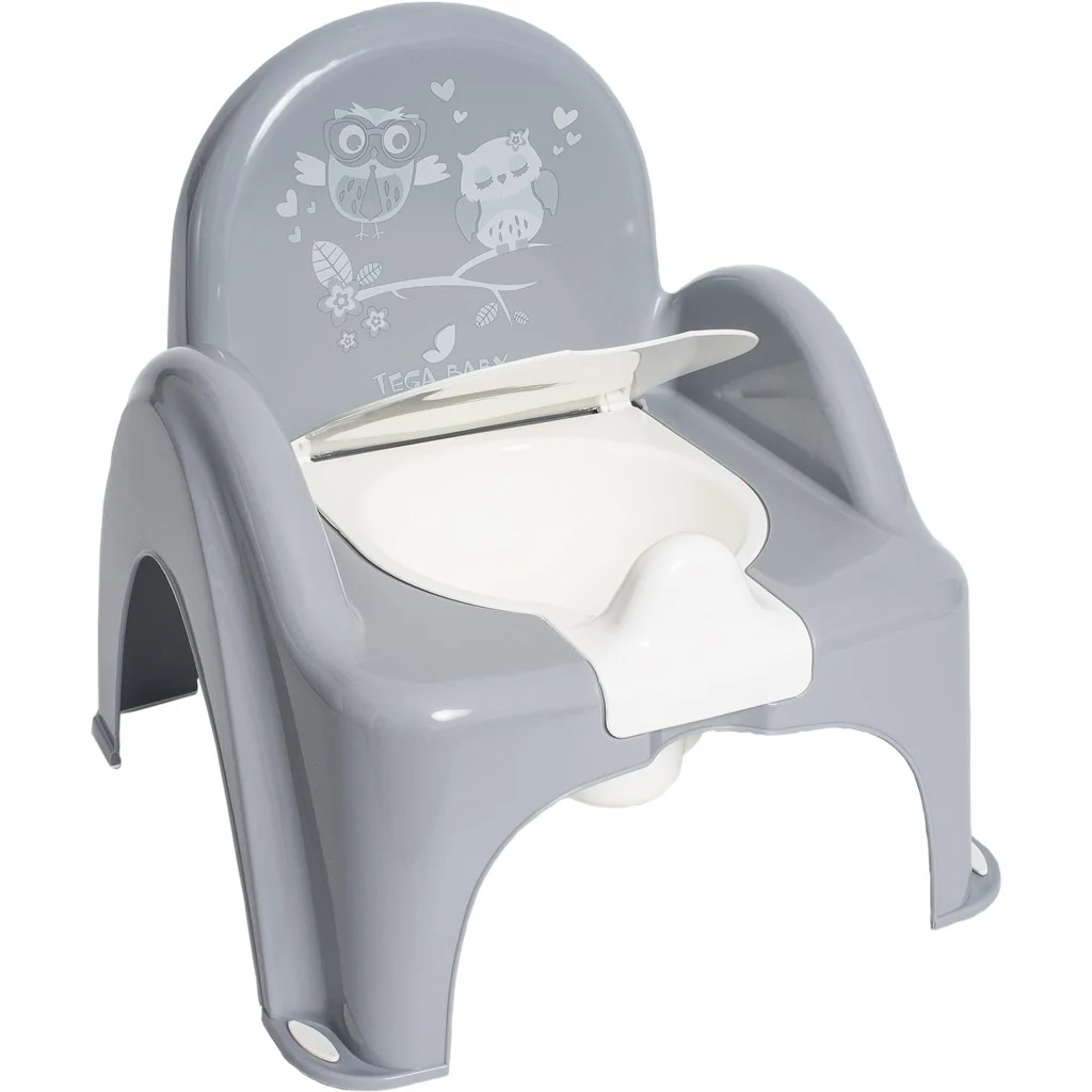 Tega Baby Dětský nočník pro děti s vyjímatelnou nádobou, ergonomický - Sovičky v šedé
