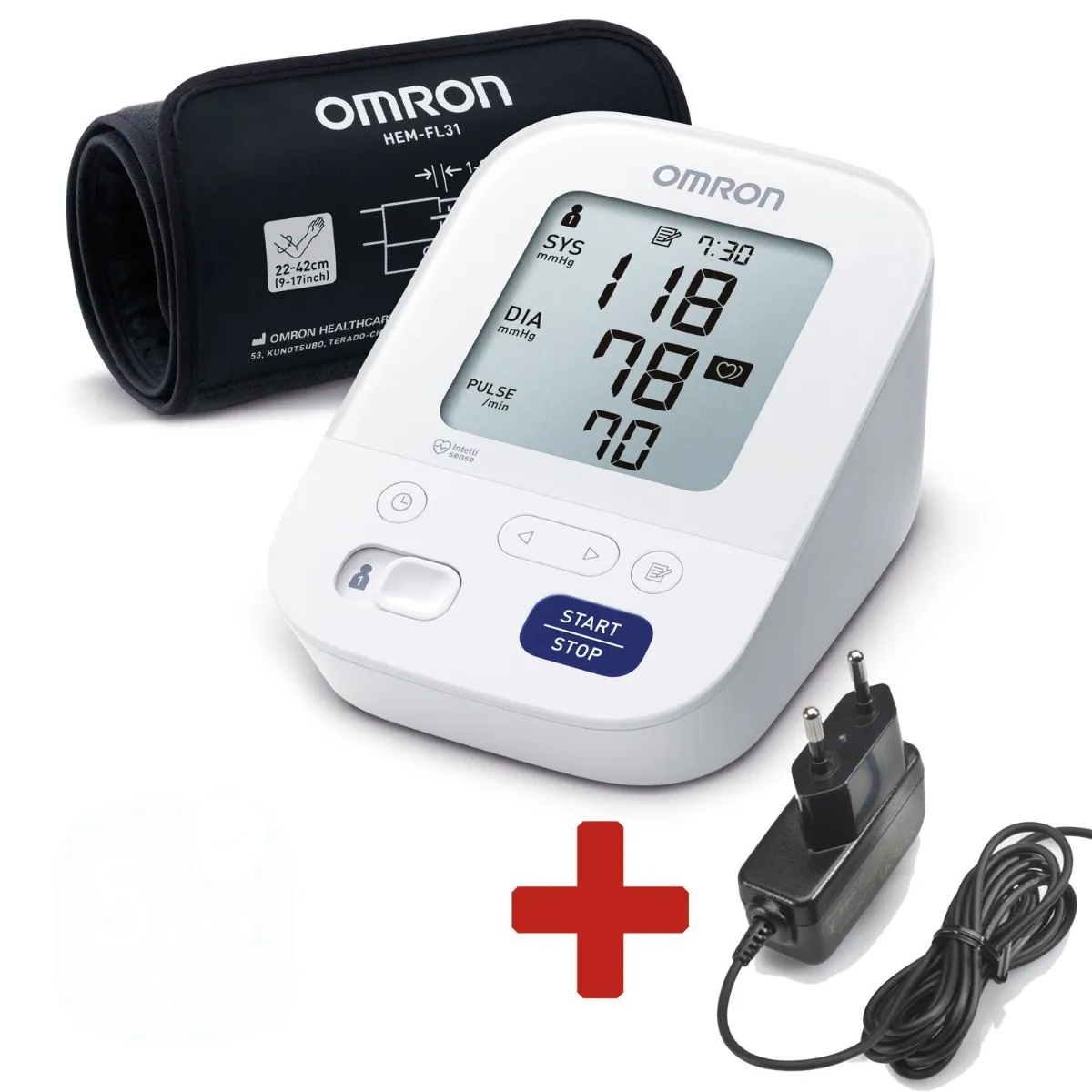 Omron M3 Comfort Intelli digitální tonometr + síťový zdroj