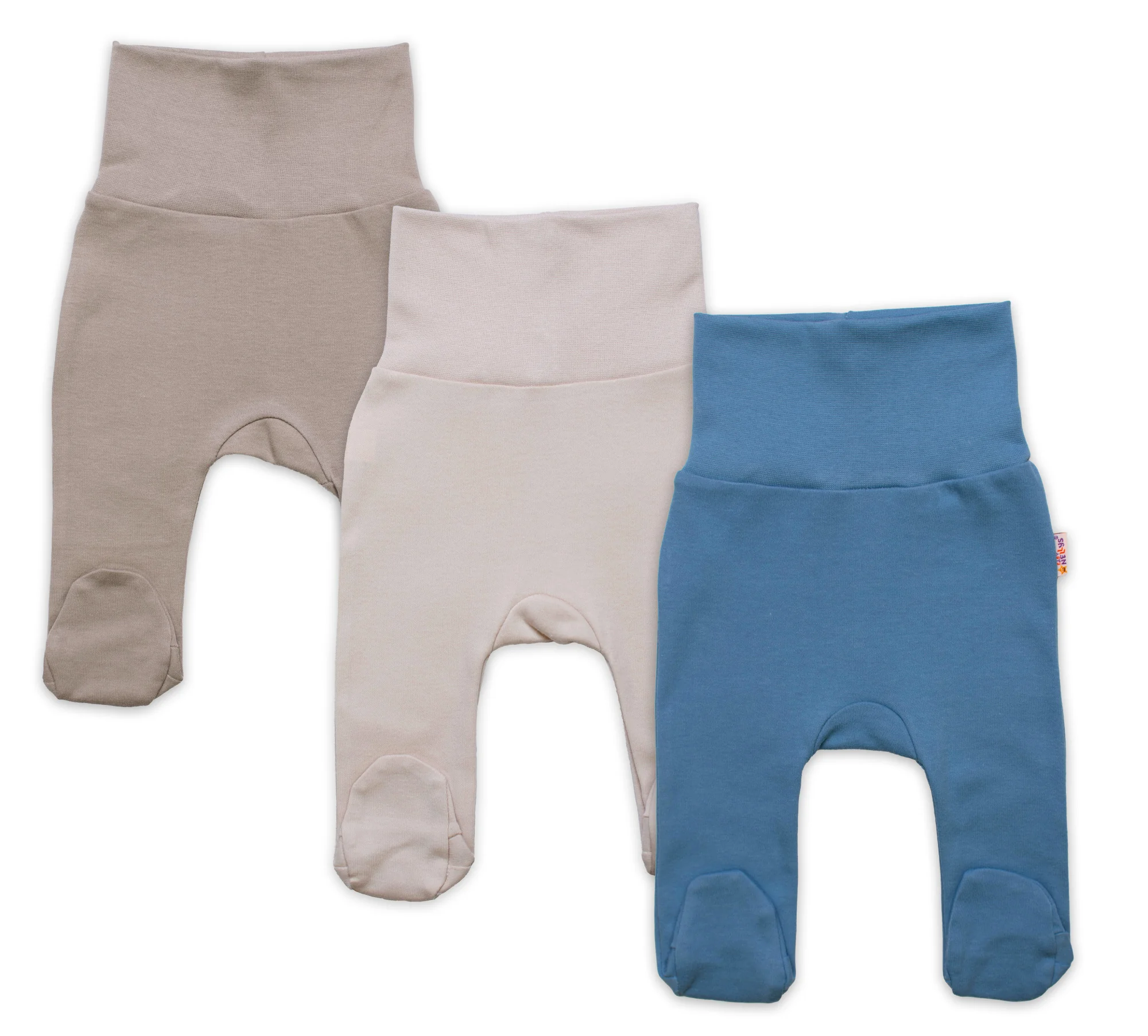 Baby Nellys Rostoucí výhodná sada, 3x polodupačky pro miminko Nature - modrá/béžová/taupe Vel. 50/56