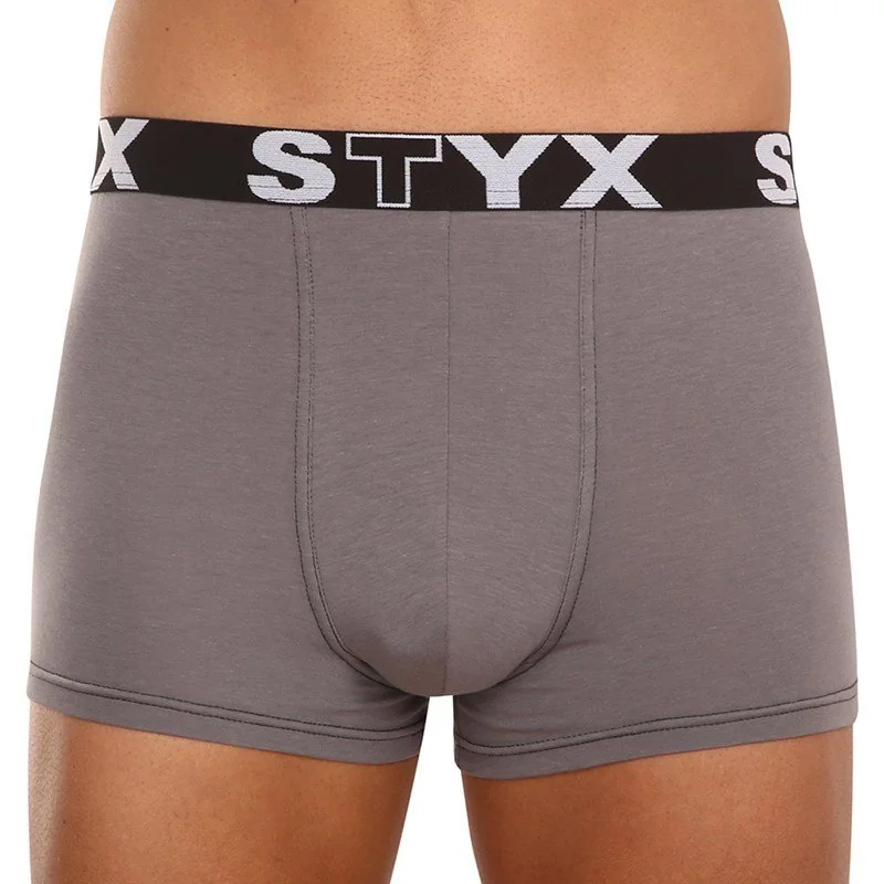 Styx 3PACK pánské boxerky sportovní guma tmavě šedé (3G1063) XL