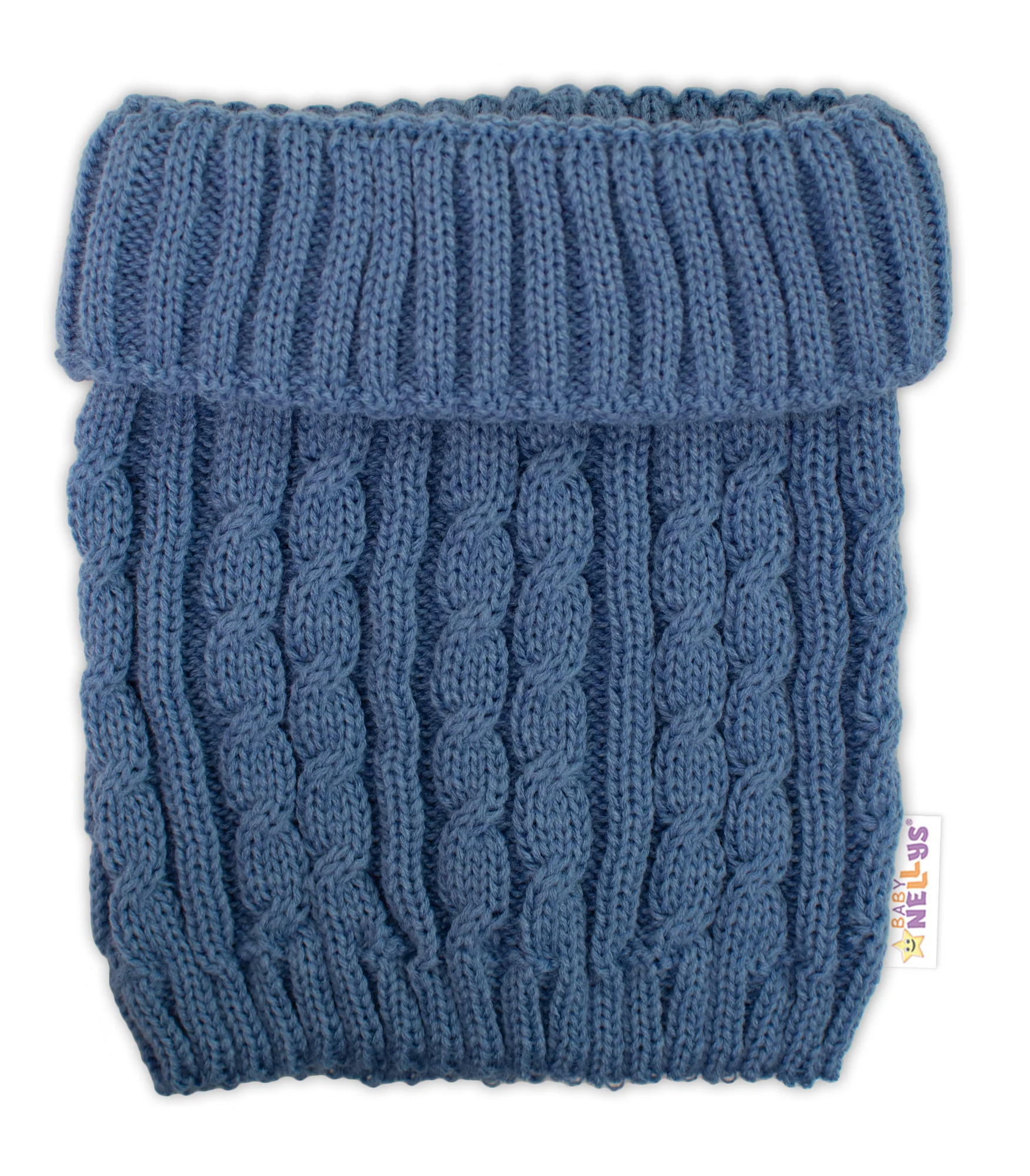 Baby Nellys 2D sada - Zimní čepice s bambulí, komín - jeans, vel. 48-52cm