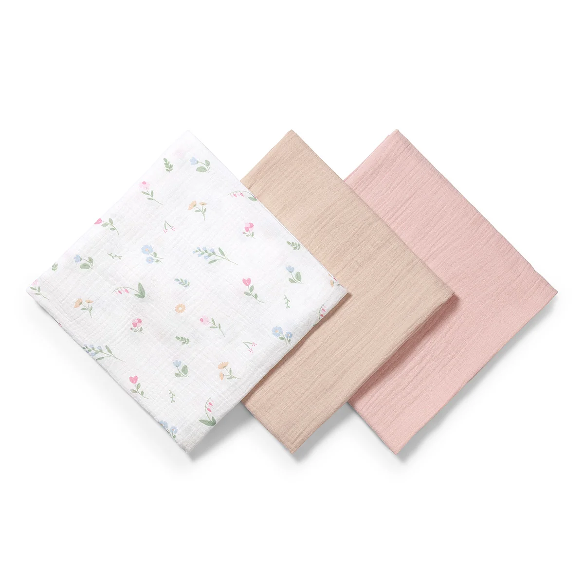 Babyono Mušelínové - super měkké plenky, 3ks 70x70cm - pudrová flowers