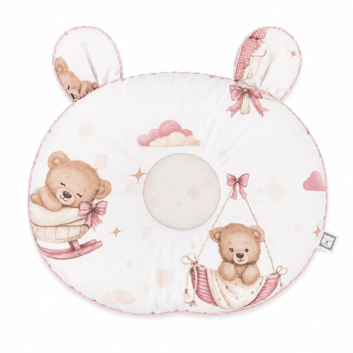 Baby Nellys Kojící polštář na ruku Bavlna/Minky, Medvídci, růžoví