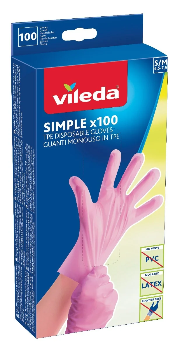 Vileda Simple vel. S/M rukavice jednorázové 100 ks