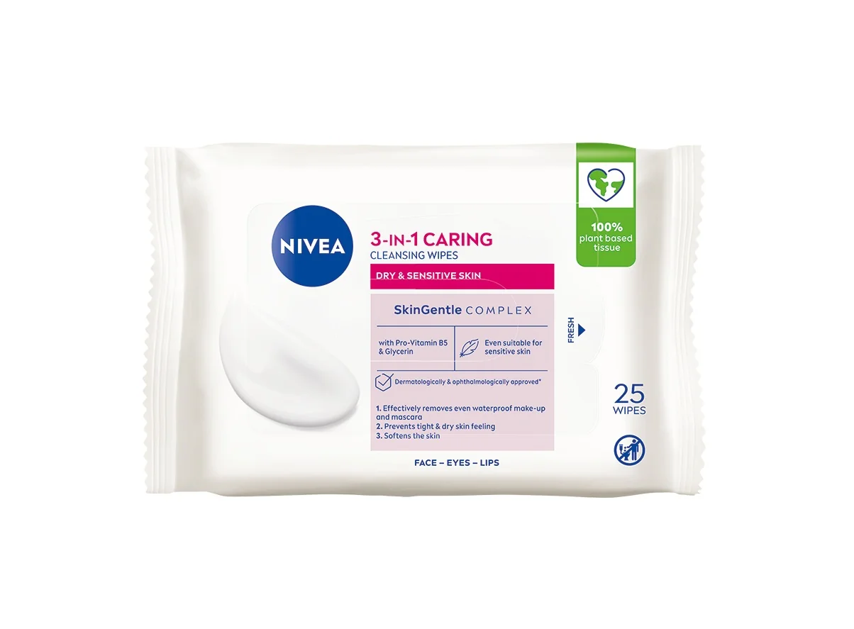 Nivea Jemné pleťové ubrousky pro suchou až citlivou pleť 25 ks