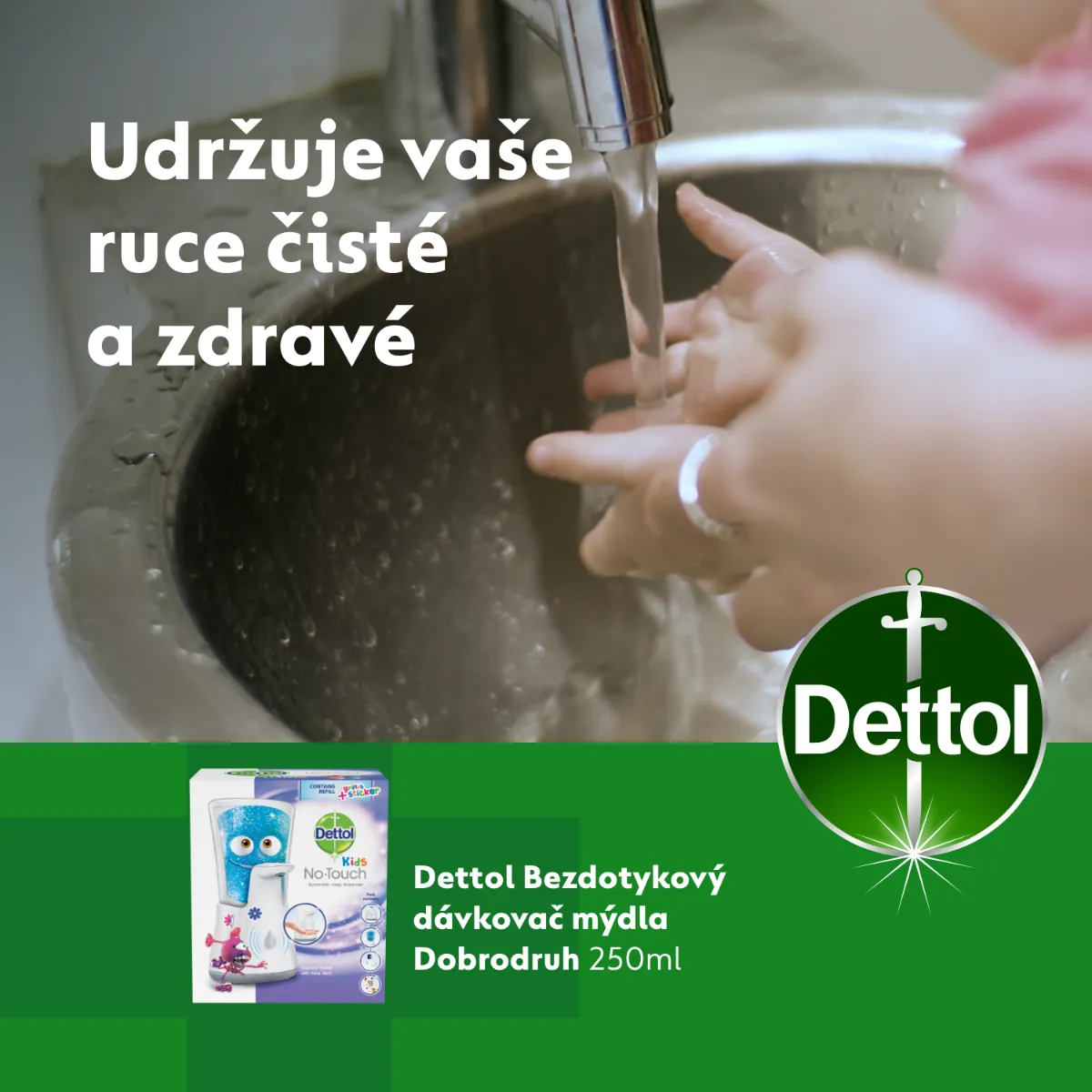 Dettol Kids Bezdotykový dávkovač mýdla Dobrodruh 250 ml