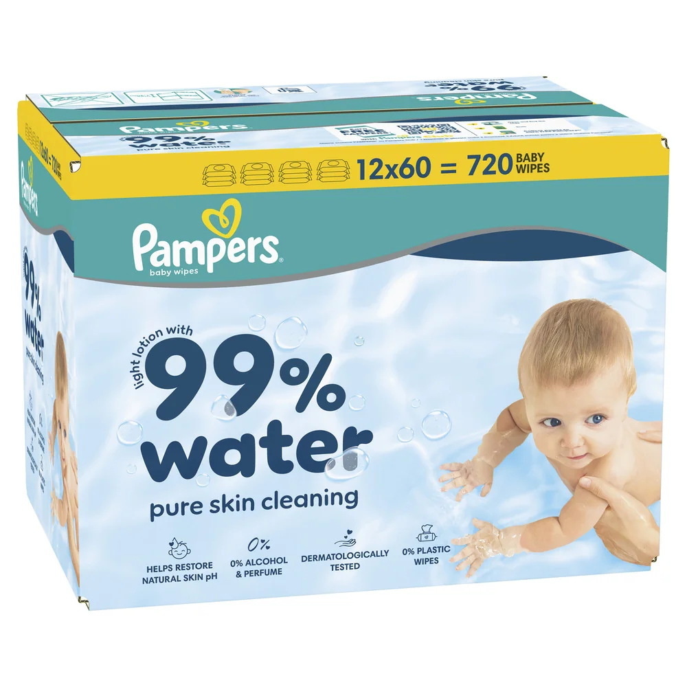 Pampers 99 % Water dětské čisticí ubrousky 12x60 ks
