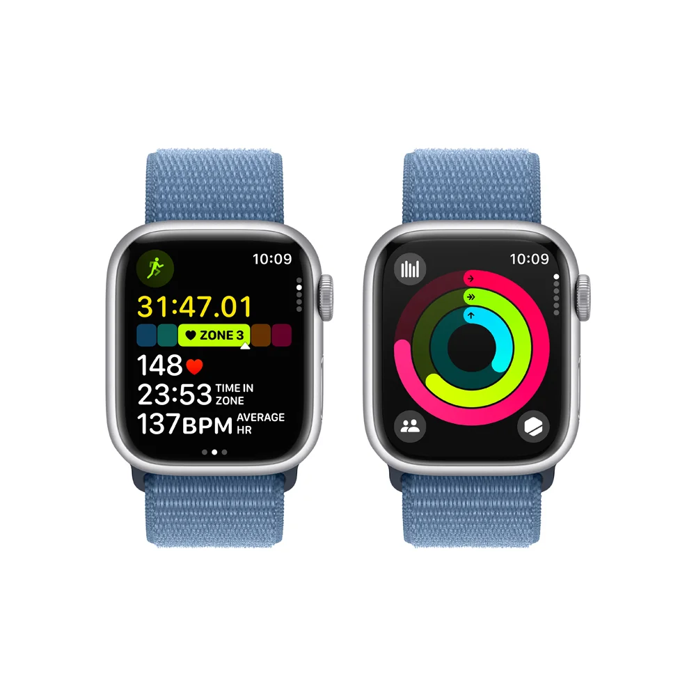 Apple Watch S9 Cellular 41 mm sport loop smart hodinky Silver/Winter Blue