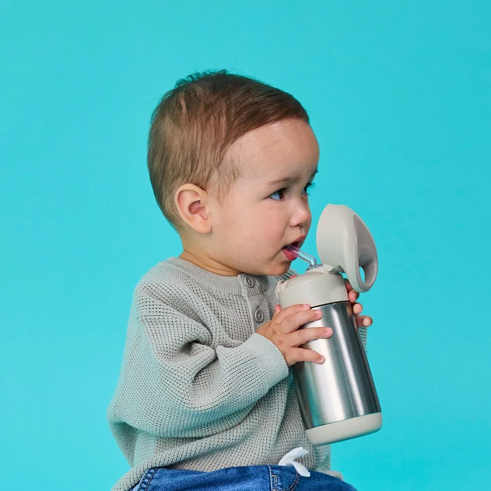 B.BOX Termoska na pití s brčkem 350 ml - béžová