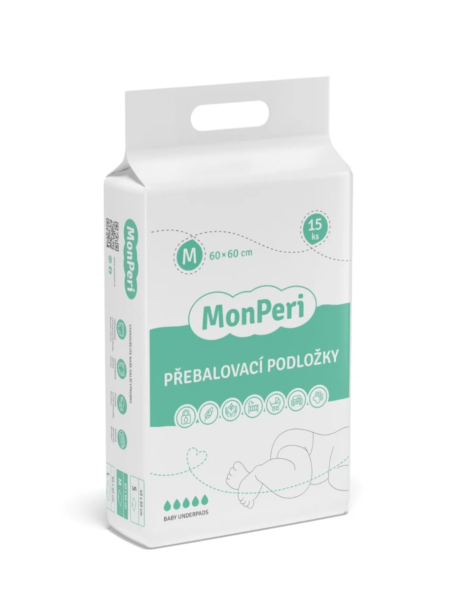 MonPeri Přebalovací podložky M 60 x 60 cm 15 ks
