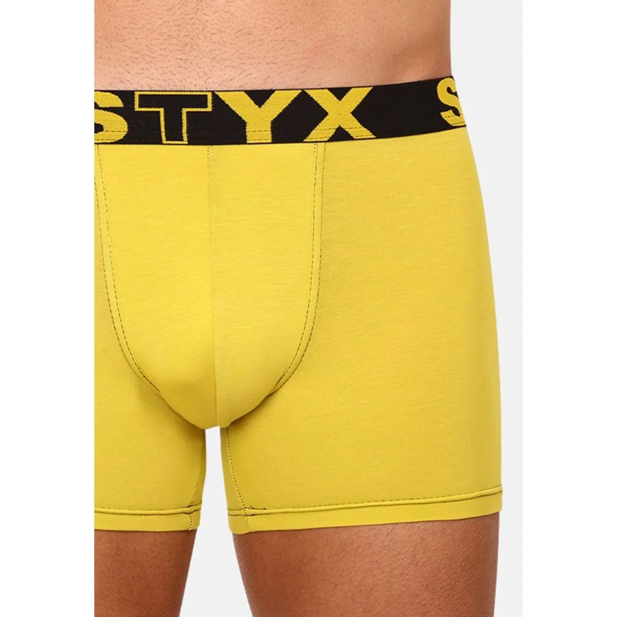 Styx Pánské boxerky long sportovní guma zelenožluté (U1065) L