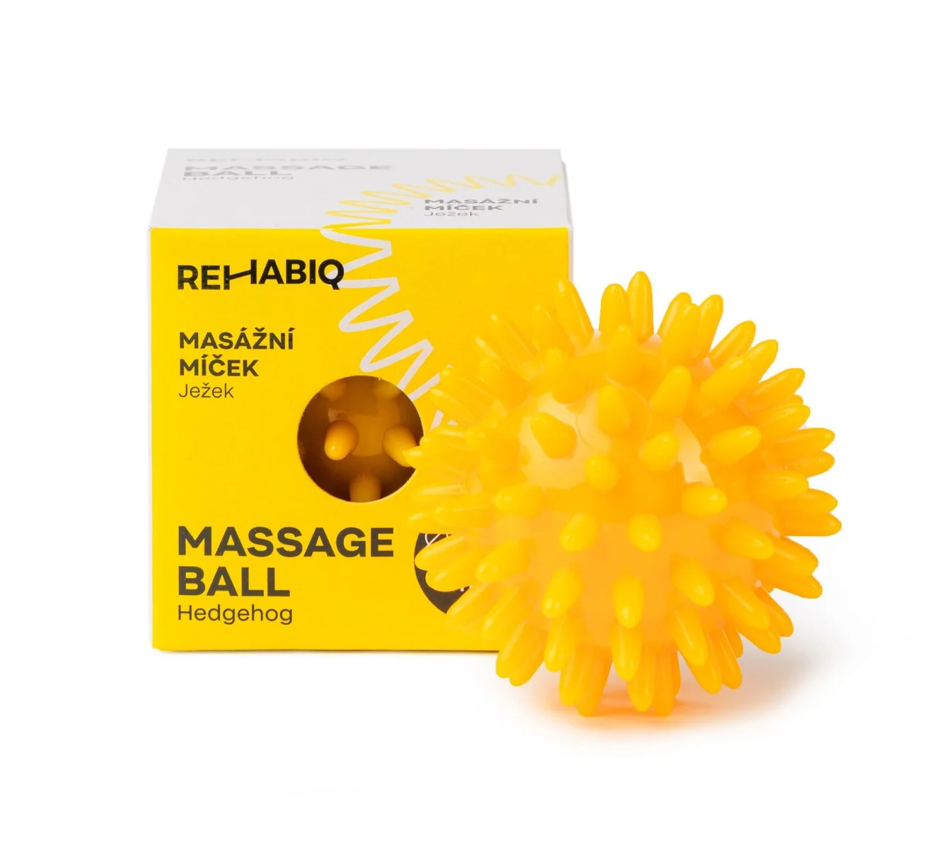Rehabiq Masážní míček ježek 6 cm 1 ks žlutý