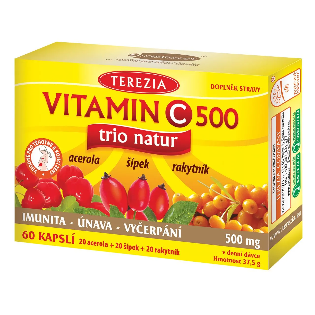 Terezia Vitamin C Trio Natur 500 mg 60 kapslí