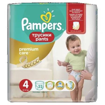 Pampers Premium Care Pants vel. 4 9-14 kg plenkové kalhotky 22 ks