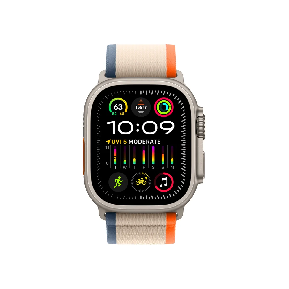 Apple Watch Ultra 2 49 mm Trail loop S/M smart hodinky Titan/Orange-Beige