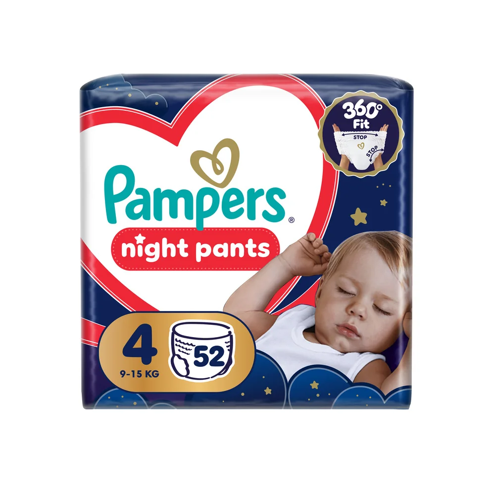 Pampers Night Pants vel. 4 9–15 kg dětské plenkové kalhotky 52 ks