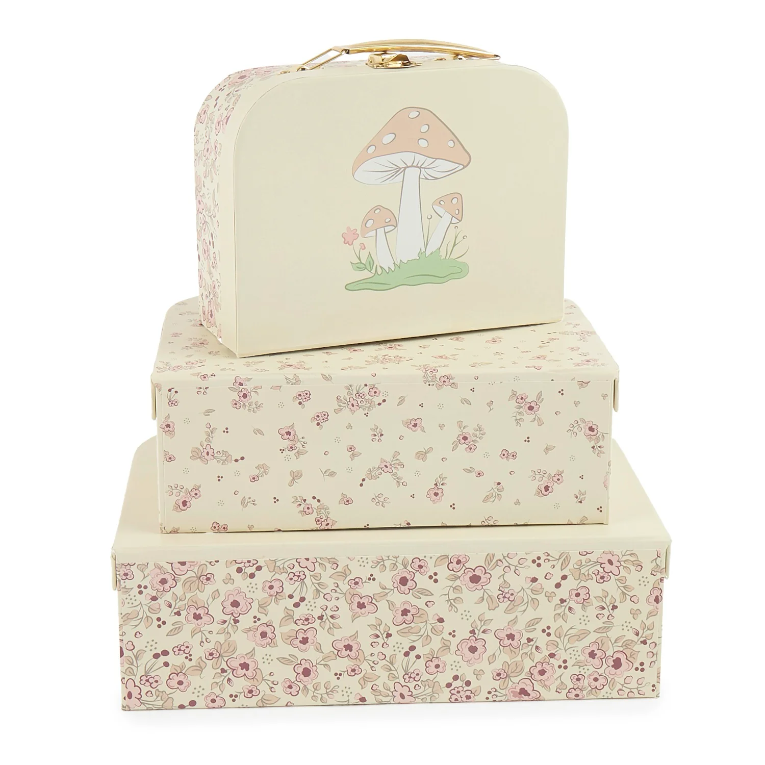 Bieco Sada tří kartonových kufříků - koloušek Ella - vintage flowers 
