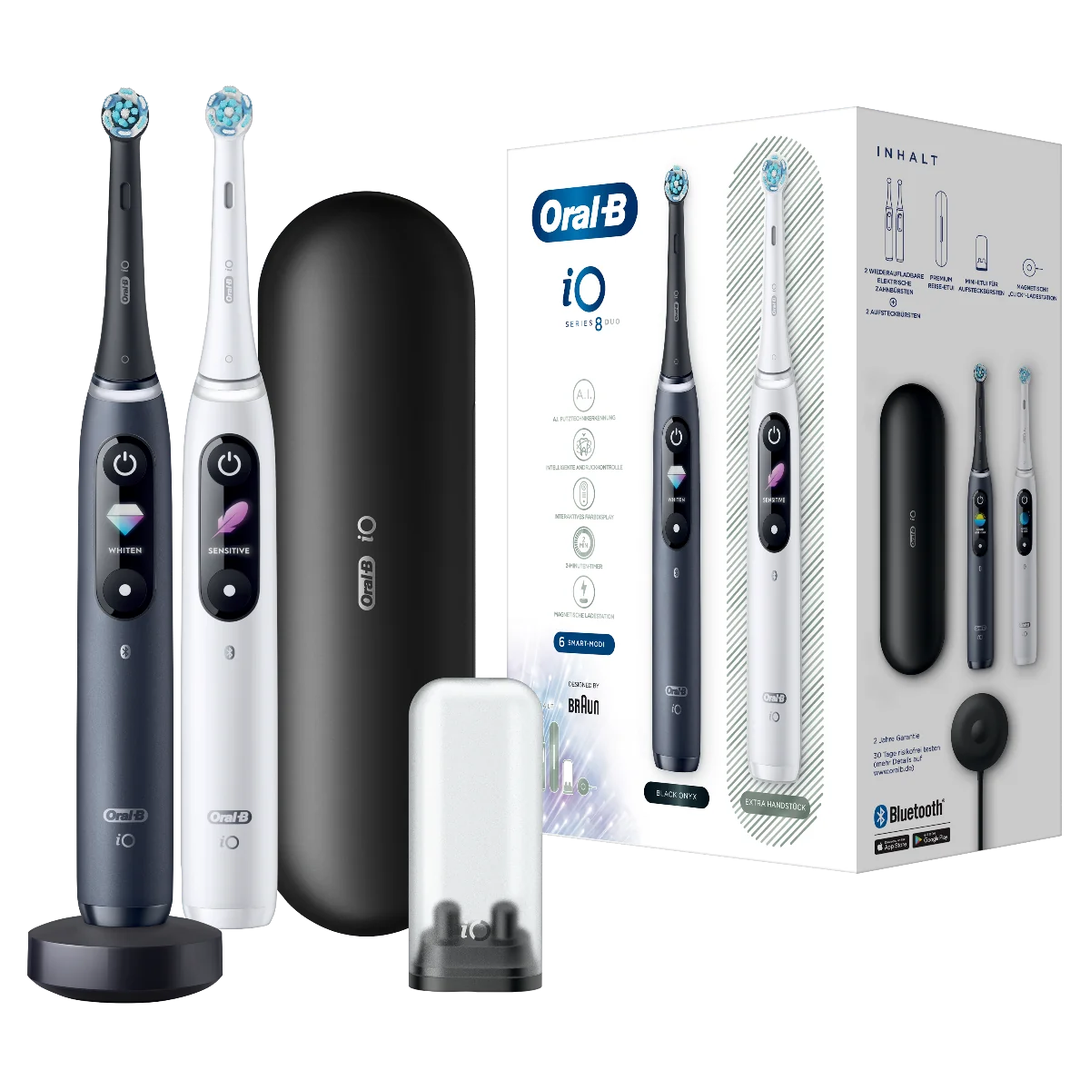 Oral-B iO8 Series Duo Black/White elektrický zubní kartáček 2 ks