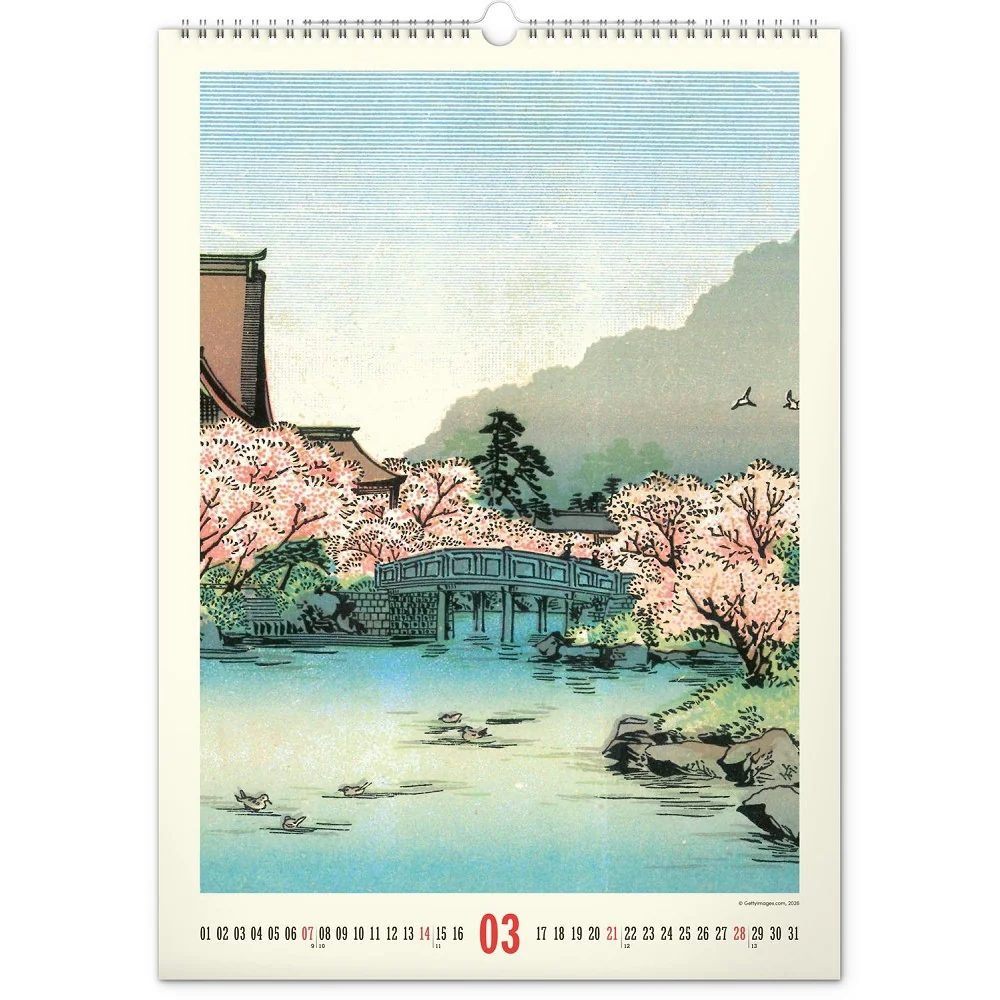 NOTIQUE Nástěnný kalendář Vintage plakáty - japonské umění 2027 33 × 46 cm