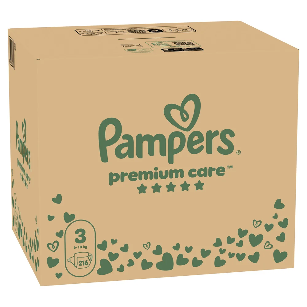 Pampers Premium Care vel. 3 6–10 kg dětské pleny 216 ks