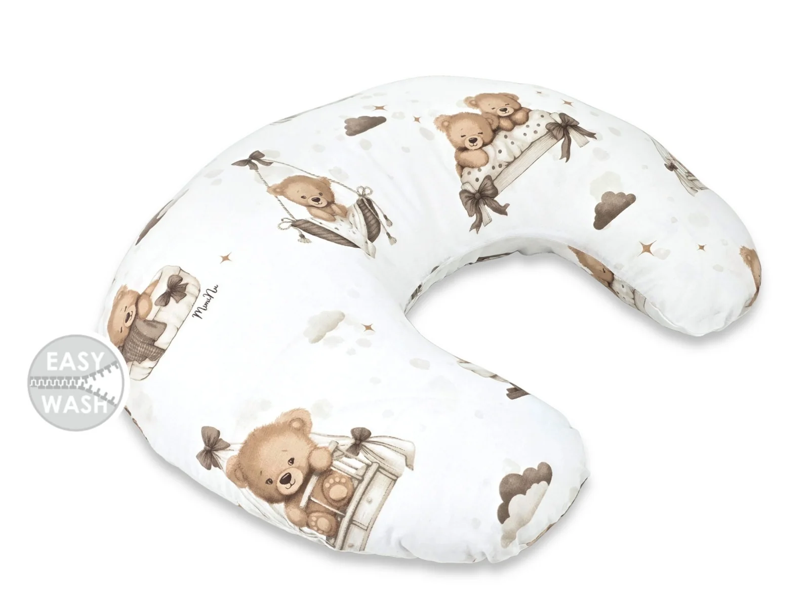 Baby Nellys Kojící polštář/podkova, bavlna, Medvídci, béžový, ergonomický polštář pro kojení